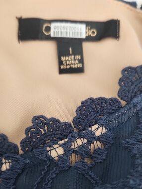 Navy Lace Trim Women's Dress